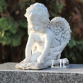 Garden life size small stone statue marble angel reading sculpture